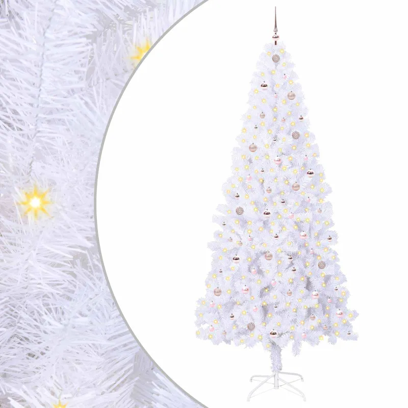 Dirbtinė Kalėdų eglutė su 300 LED Balta 240 cm PVC ir Plienas