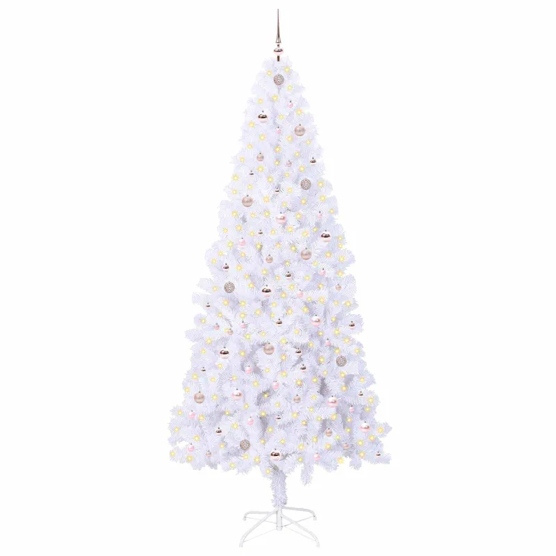 Dirbtinė Kalėdų eglutė su 300 LED Balta 240 cm PVC ir Plienas