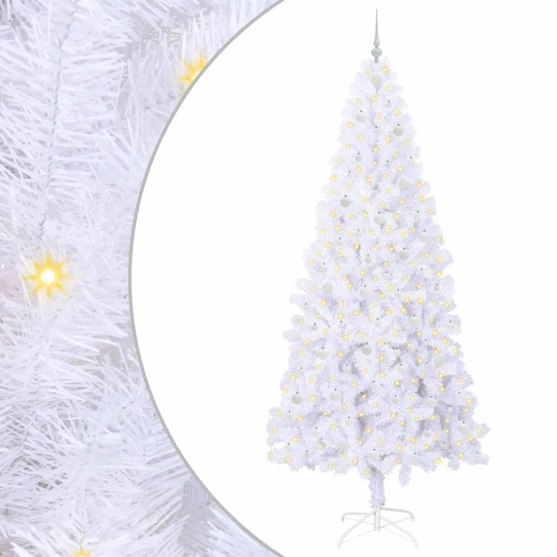 Dirbtinė Kalėdų eglutė su 300 LED Balta 240 cm PVC ir Plienas