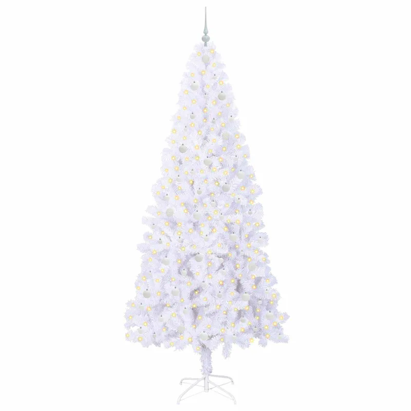 Dirbtinė Kalėdų eglutė su 300 LED Balta 240 cm PVC ir Plienas