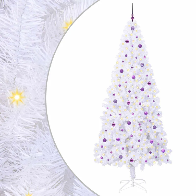 Dirbtinė Kalėdų eglutė su 300 LED Balta 240 cm PVC ir Plienas
