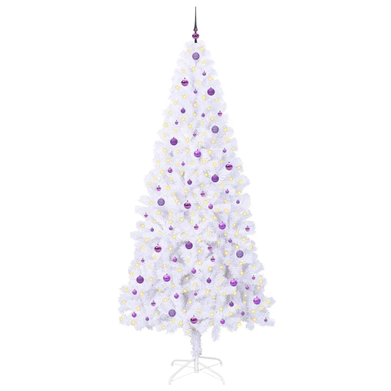 Dirbtinė Kalėdų eglutė su 300 LED Balta 240 cm PVC ir Plienas