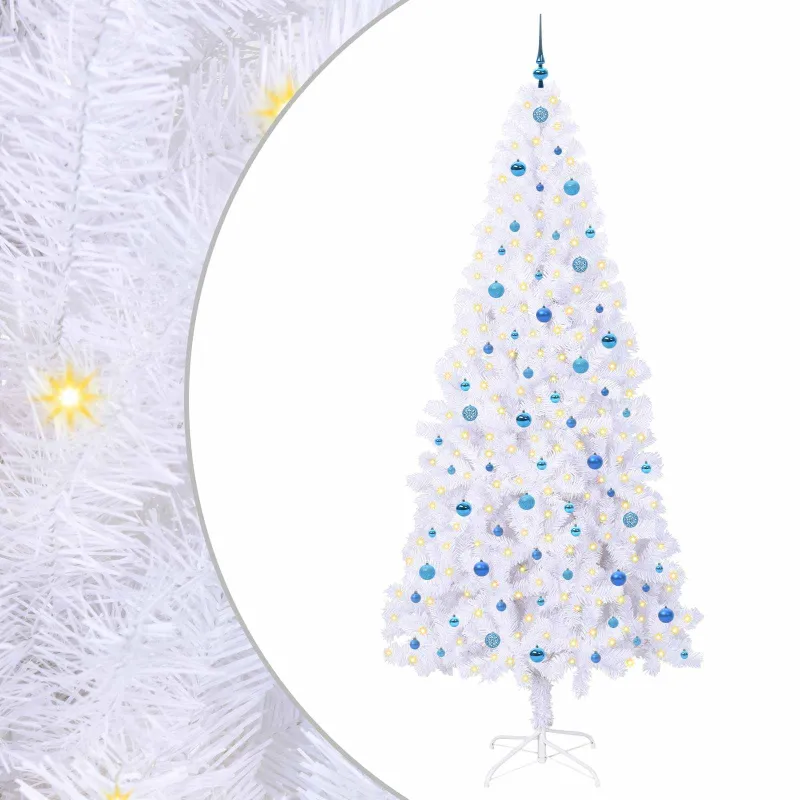 Dirbtinė Kalėdų eglutė su 300 LED Balta 240 cm PVC ir Plienas