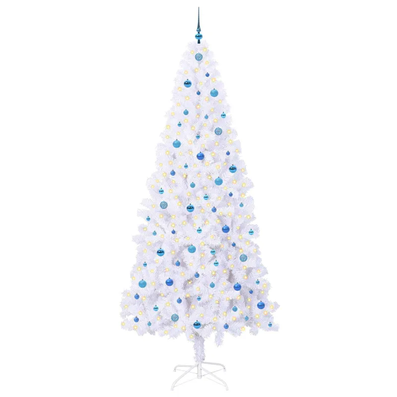Dirbtinė Kalėdų eglutė su 300 LED Balta 240 cm PVC ir Plienas