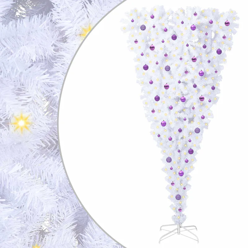 Dirbtinė Kalėdų eglutė su 300 LED Balta 240 cm PVC ir plienas