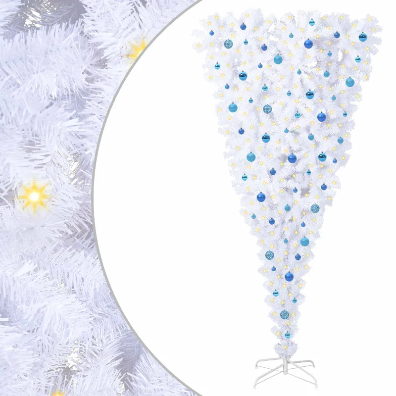Dirbtinė Kalėdų eglutė su 300 LED Balta 240 cm PVC ir plienas