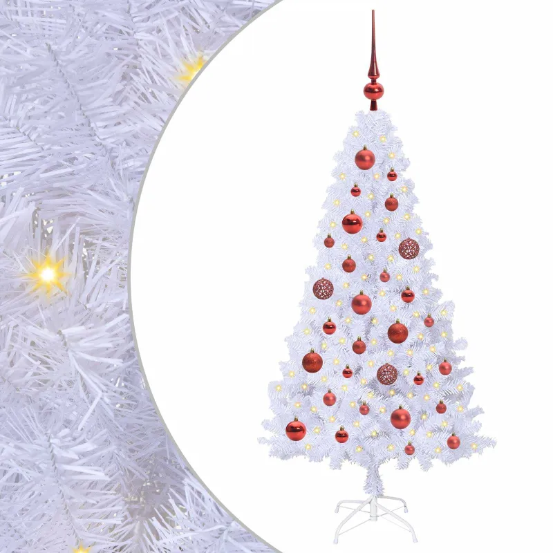 Dirbtinė Kalėdų eglutė su 150 LED Balta 120 cm PVC ir Plienas