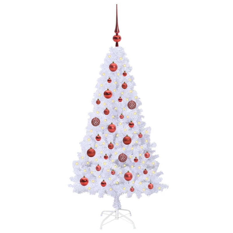 Dirbtinė Kalėdų eglutė su 150 LED Balta 120 cm PVC ir Plienas