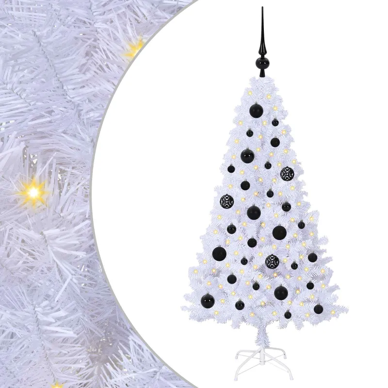 Dirbtinė Kalėdų eglutė su 150 LED Balta 120 cm PVC ir Plienas