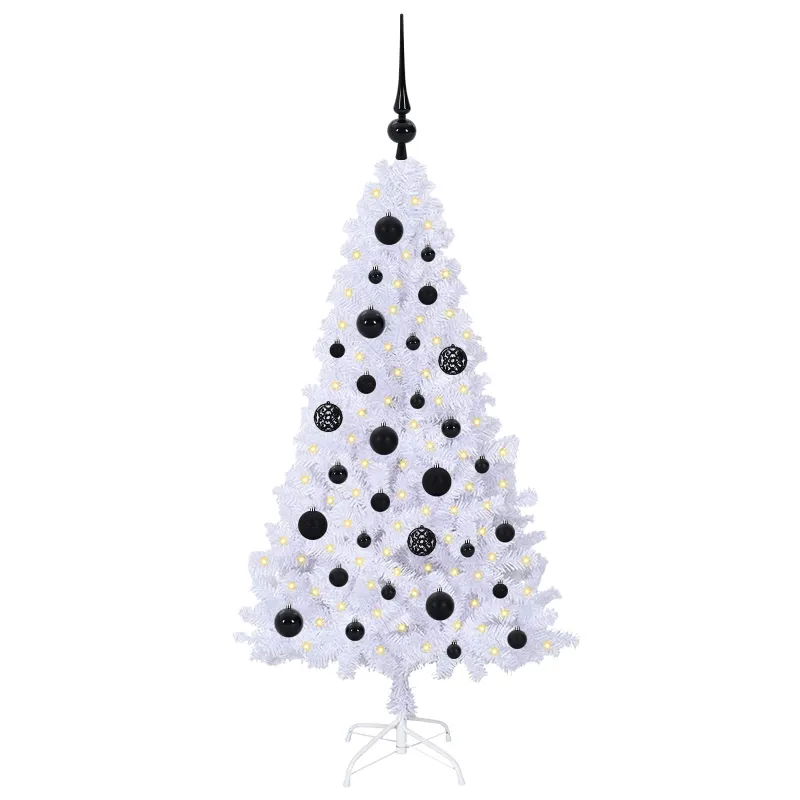 Dirbtinė Kalėdų eglutė su 150 LED Balta 120 cm PVC ir Plienas