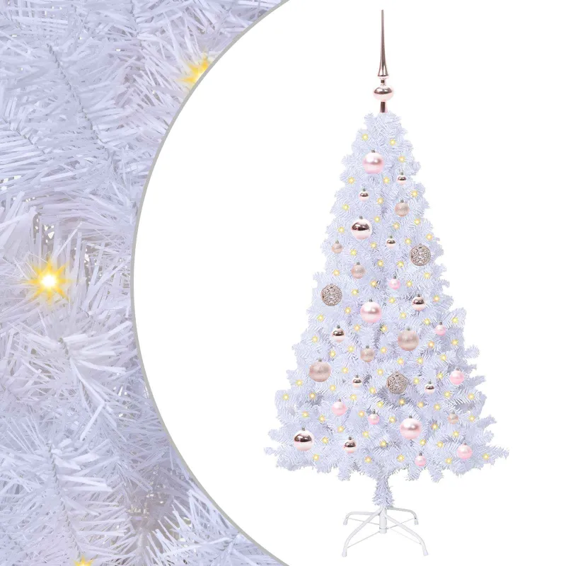 Dirbtinė Kalėdų eglutė su 150 LED Balta 120 cm PVC ir Plienas