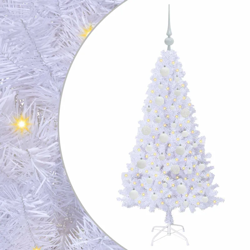 Dirbtinė Kalėdų eglutė su 150 LED Balta 120 cm PVC ir Plienas