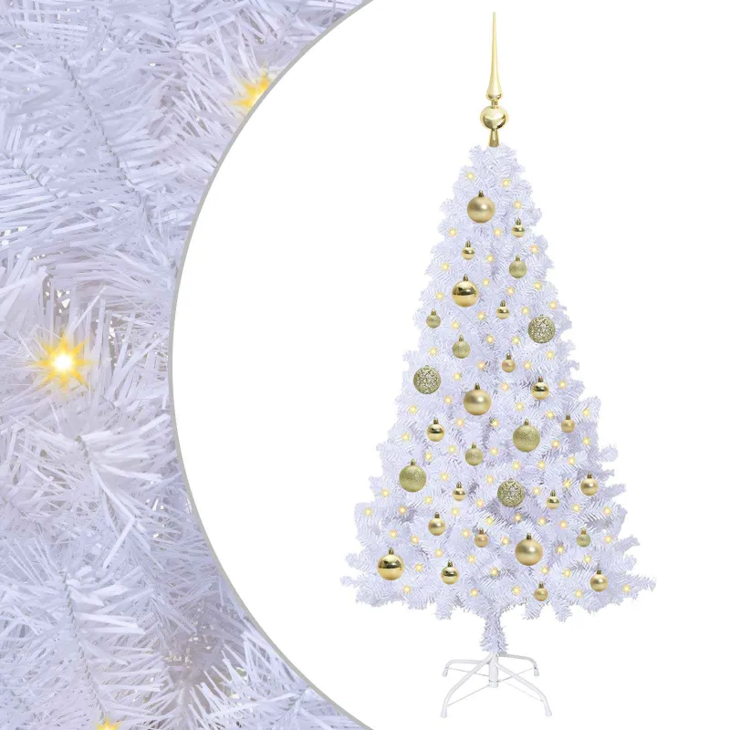 Dirbtinė Kalėdų eglutė su 150 LED Balta 120 cm PVC ir Plienas