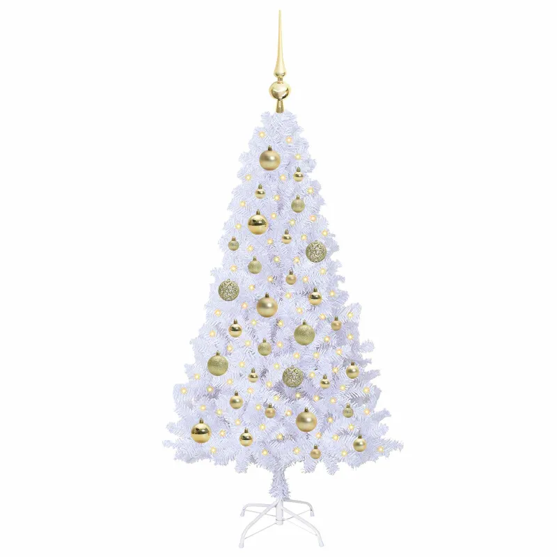 Dirbtinė Kalėdų eglutė su 150 LED Balta 120 cm PVC ir Plienas