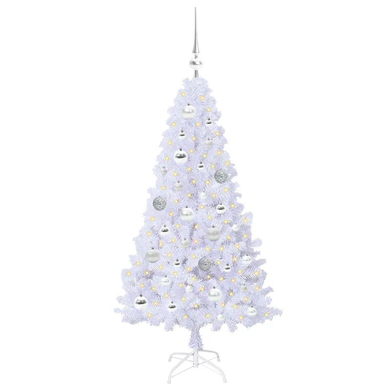 Dirbtinė Kalėdų eglutė su 150 LED Balta 120 cm PVC ir Plienas