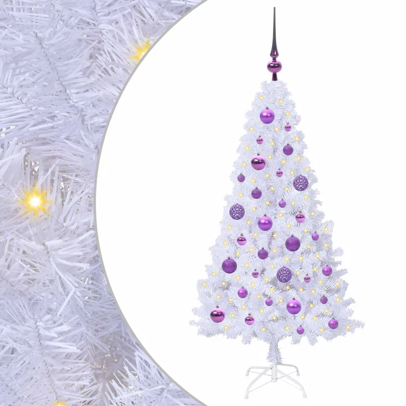 Dirbtinė Kalėdų eglutė su 150 LED Balta 120 cm PVC ir Plienas