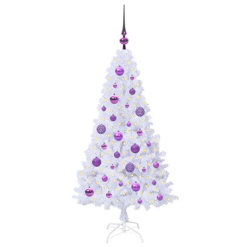 Dirbtinė Kalėdų eglutė su 150 LED Balta 120 cm PVC ir Plienas