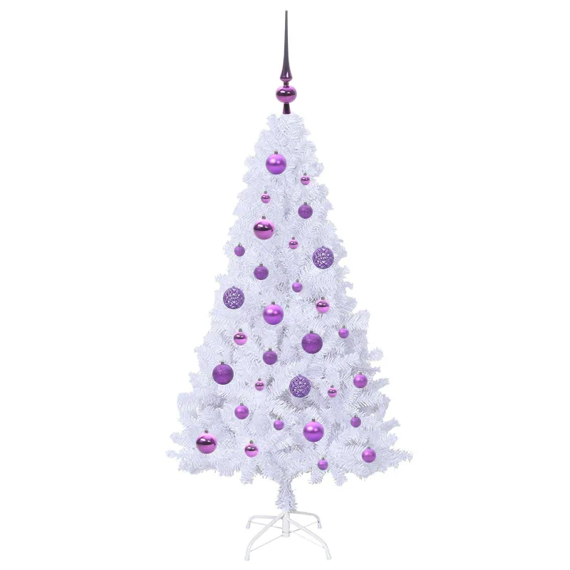 Dirbtinė Kalėdų eglutė su 150 LED Balta 120 cm PVC ir Plienas