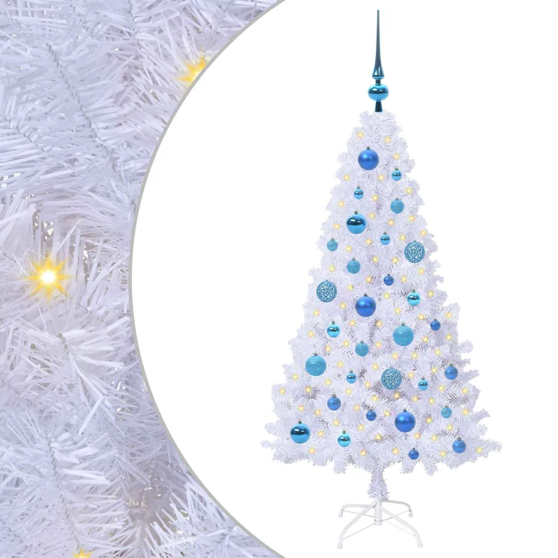 Dirbtinė Kalėdų eglutė su 150 LED Balta 120 cm PVC ir Plienas