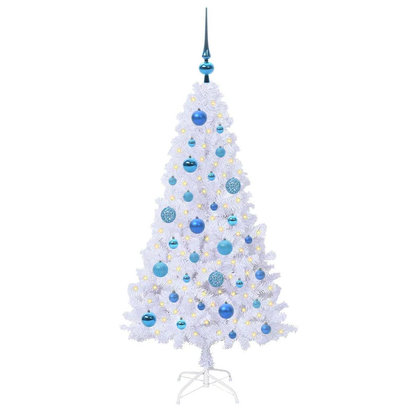 Dirbtinė Kalėdų eglutė su 150 LED Balta 120 cm PVC ir Plienas