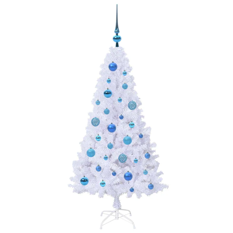 Dirbtinė Kalėdų eglutė su 150 LED Balta 120 cm PVC ir Plienas