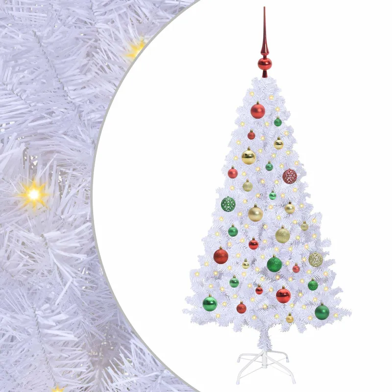 Dirbtinė Kalėdų eglutė su 150 LED Balta 120 cm PVC ir Plienas