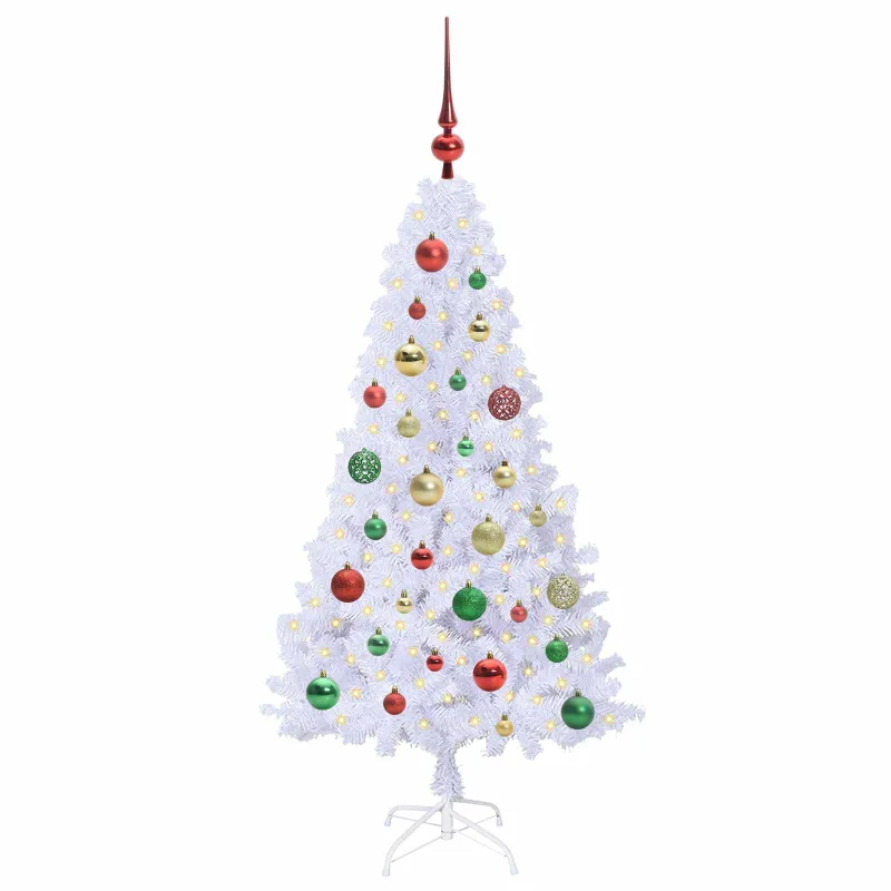 Dirbtinė Kalėdų eglutė su 150 LED Balta 120 cm PVC ir Plienas