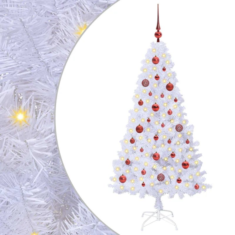 Dirbtinė Kalėdų eglutė su 150 LED Balta 150 cm PVC ir Plienas