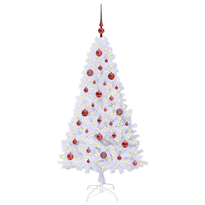 Dirbtinė Kalėdų eglutė su 150 LED Balta 150 cm PVC ir Plienas