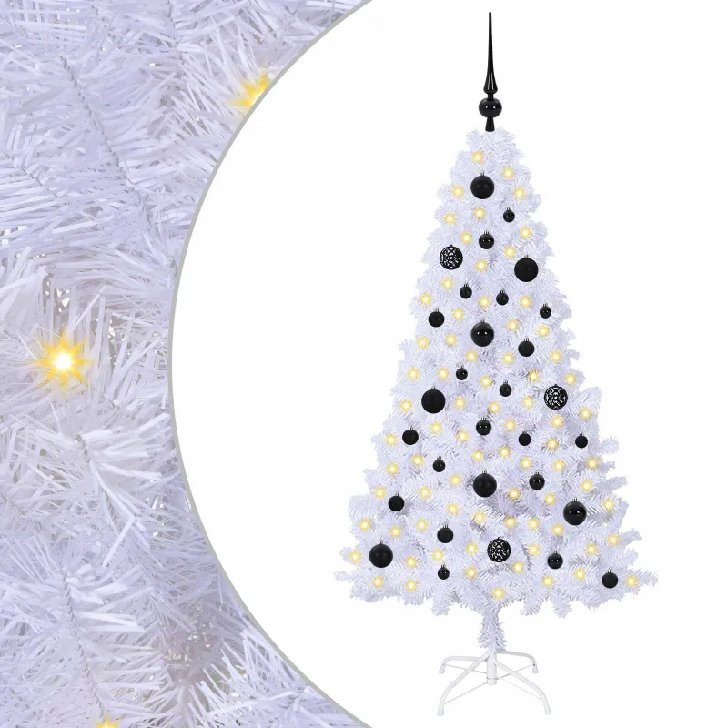 Dirbtinė Kalėdų eglutė su 150 LED Balta 150 cm PVC ir Plienas