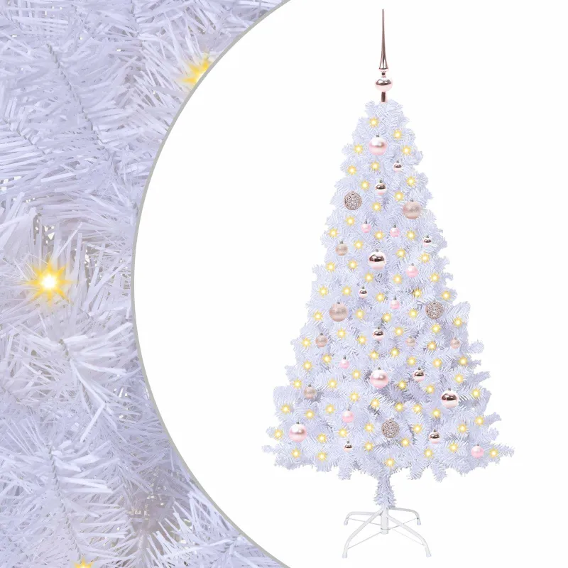 Dirbtinė Kalėdų eglutė su 150 LED Balta 150 cm PVC ir Plienas