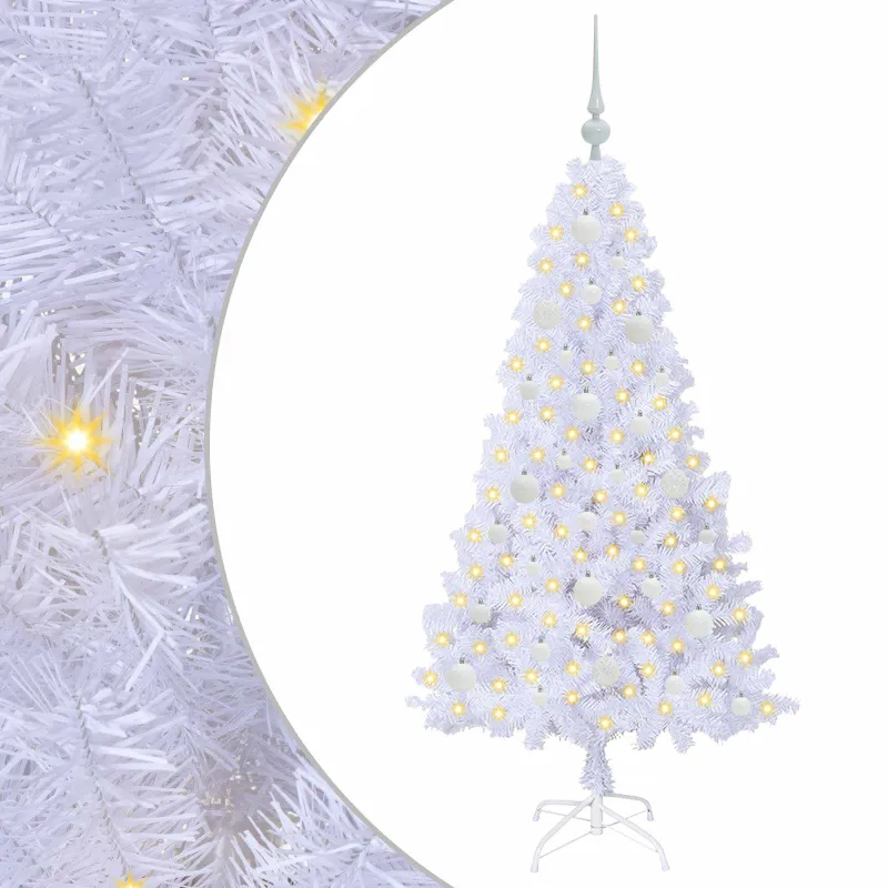Dirbtinė Kalėdų eglutė su 150 LED Balta 150 cm PVC ir Plienas