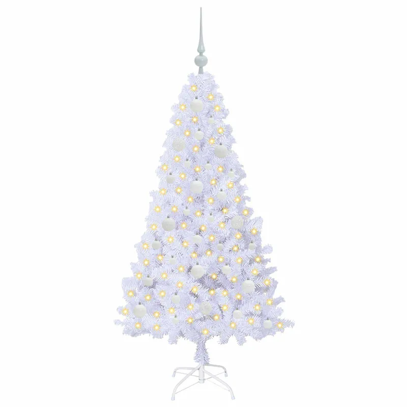 Dirbtinė Kalėdų eglutė su 150 LED Balta 150 cm PVC ir Plienas
