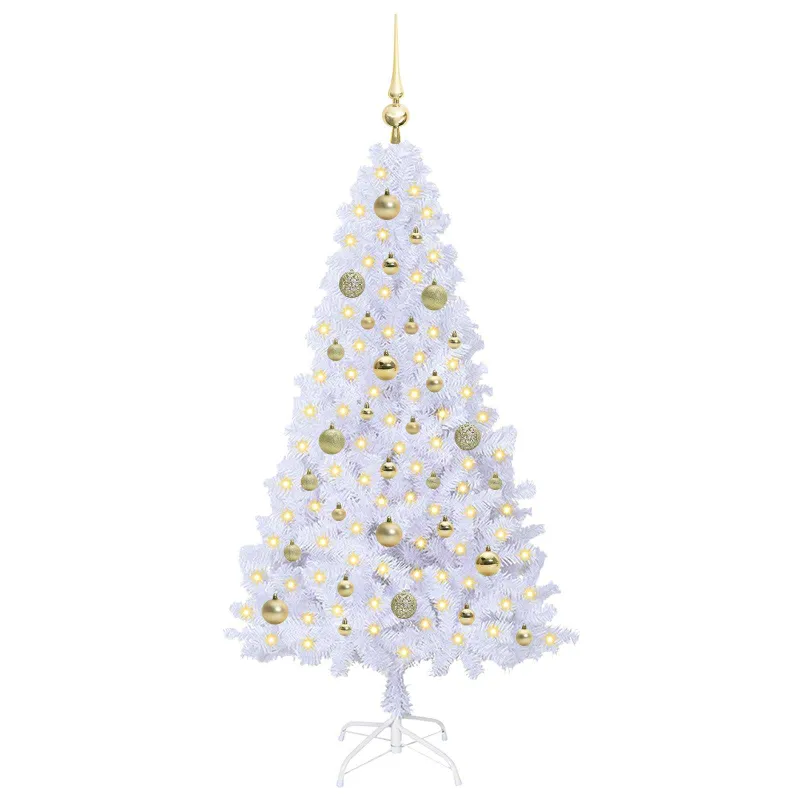 Dirbtinė Kalėdų eglutė su 150 LED Balta 150 cm PVC ir Plienas