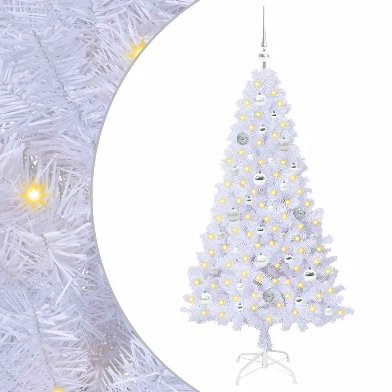 Dirbtinė Kalėdų eglutė su 150 LED Balta 150 cm PVC ir Plienas