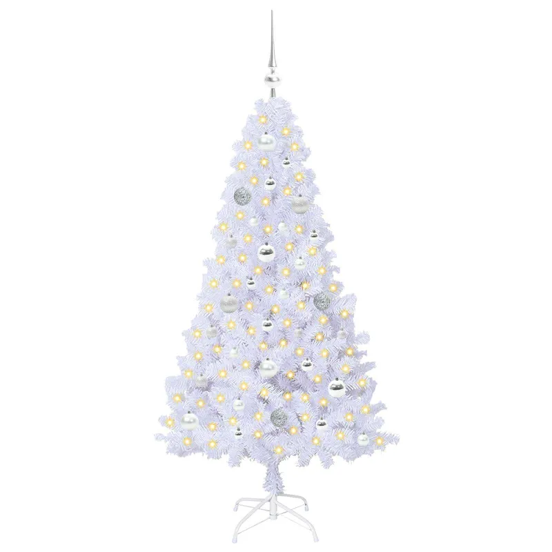 Dirbtinė Kalėdų eglutė su 150 LED Balta 150 cm PVC ir Plienas