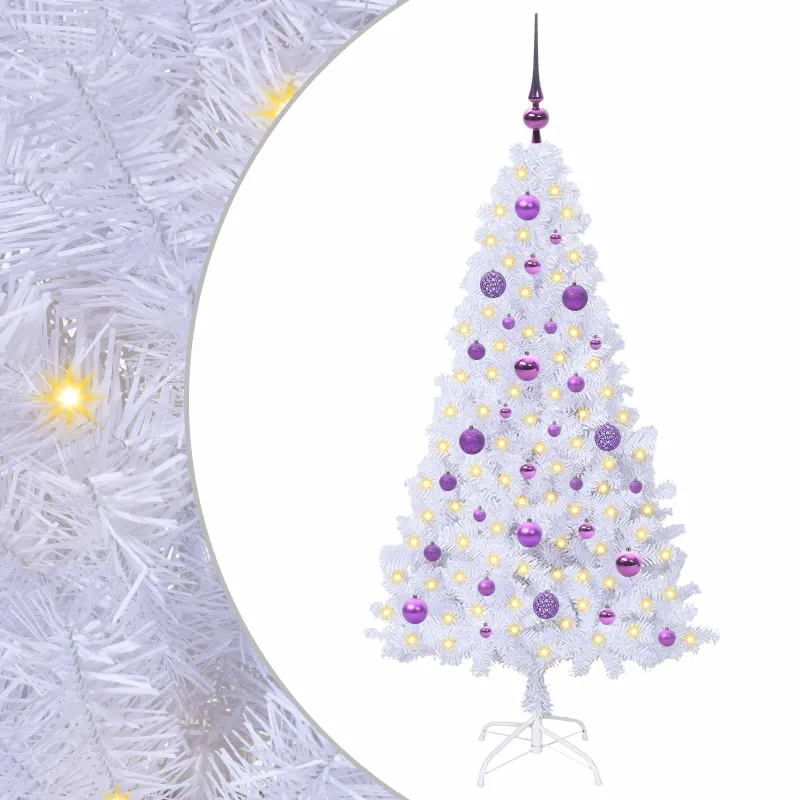 Dirbtinė Kalėdų eglutė su 150 LED Balta 150 cm PVC ir Plienas