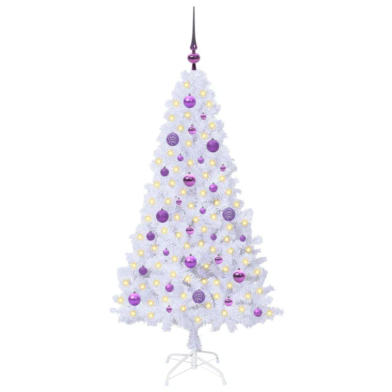 Dirbtinė Kalėdų eglutė su 150 LED Balta 150 cm PVC ir Plienas