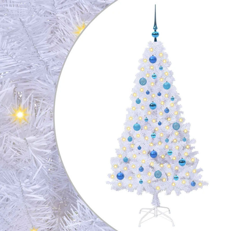 Dirbtinė Kalėdų eglutė su 150 LED Balta 150 cm PVC ir Plienas