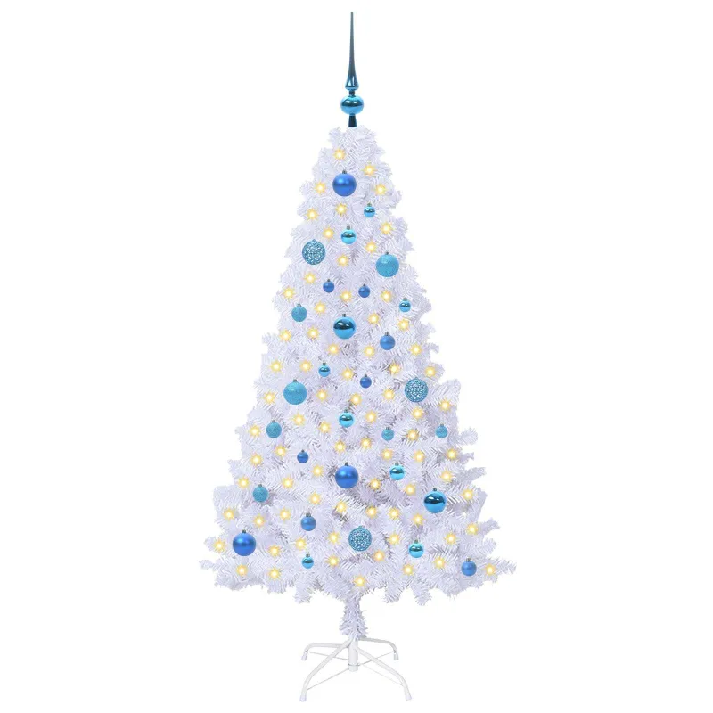 Dirbtinė Kalėdų eglutė su 150 LED Balta 150 cm PVC ir Plienas