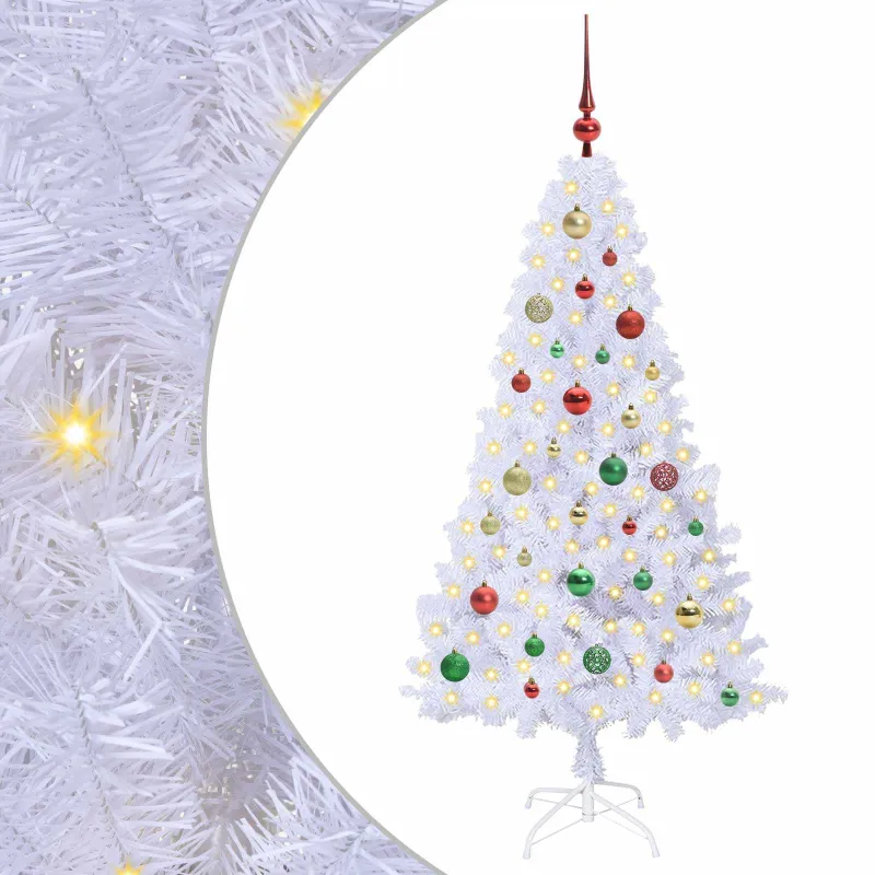 Dirbtinė Kalėdų eglutė su 150 LED Balta 150 cm PVC ir Plienas
