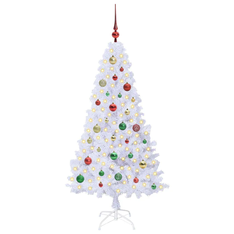 Dirbtinė Kalėdų eglutė su 150 LED Balta 150 cm PVC ir Plienas