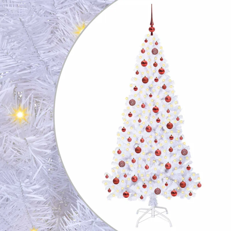 Dirbtinė Kalėdų eglutė su 300 LED Balta 180 cm PVC ir Plienas