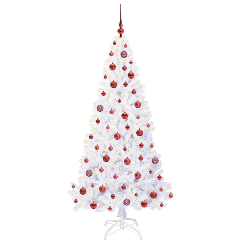 Dirbtinė Kalėdų eglutė su 300 LED Balta 180 cm PVC ir Plienas