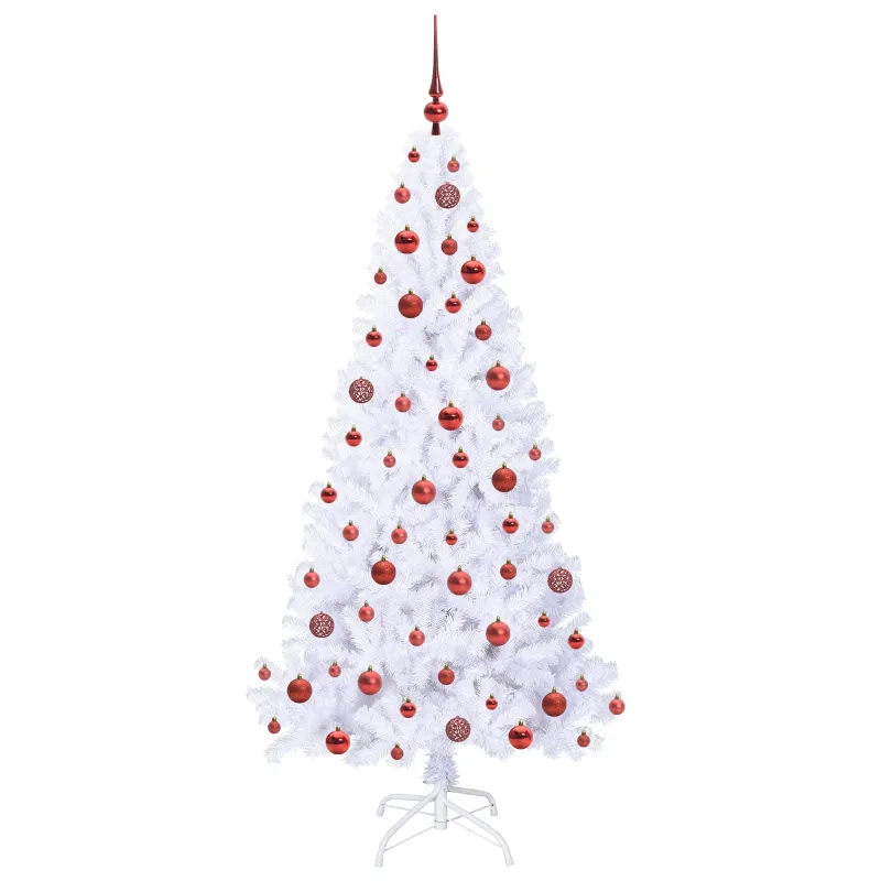 Dirbtinė Kalėdų eglutė su 300 LED Balta 180 cm PVC ir Plienas