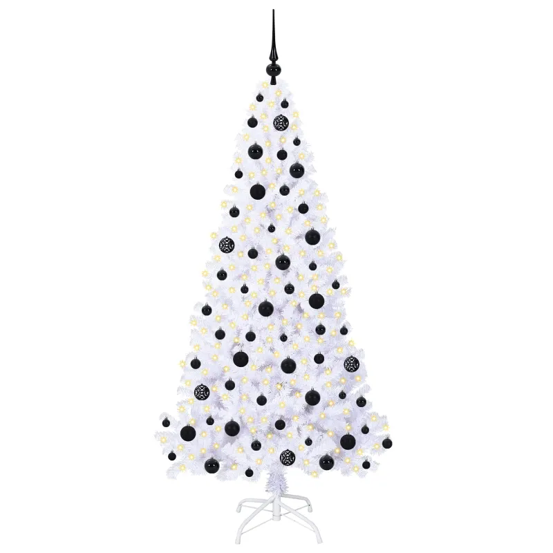 Dirbtinė Kalėdų eglutė su 300 LED Balta 180 cm PVC ir Plienas