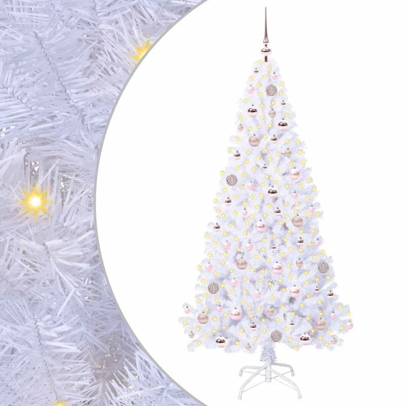 Dirbtinė Kalėdų eglutė su 300 LED Balta 180 cm PVC ir Plienas