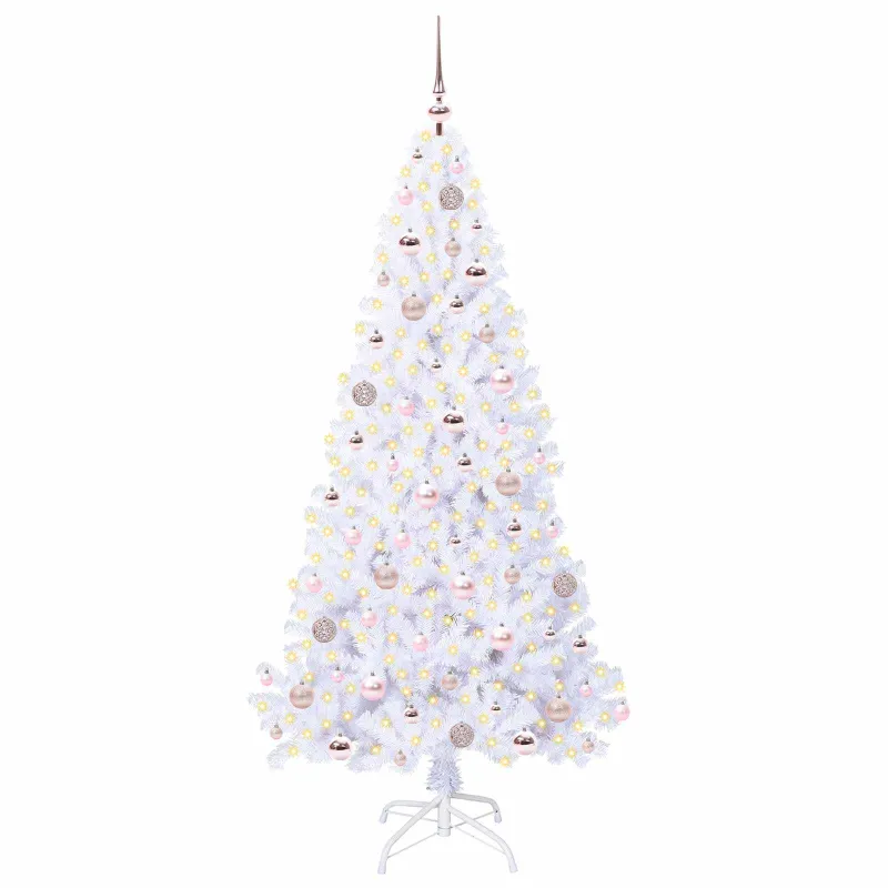 Dirbtinė Kalėdų eglutė su 300 LED Balta 180 cm PVC ir Plienas