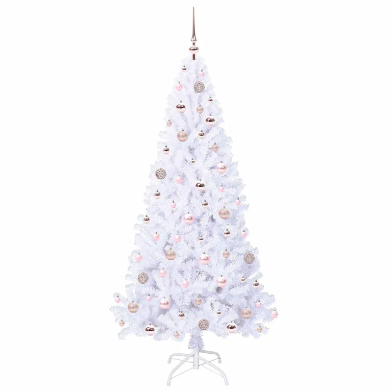 Dirbtinė Kalėdų eglutė su 300 LED Balta 180 cm PVC ir Plienas