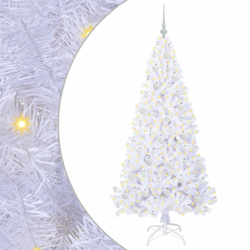 Dirbtinė Kalėdų eglutė su 300 LED Balta 180 cm PVC ir Plienas